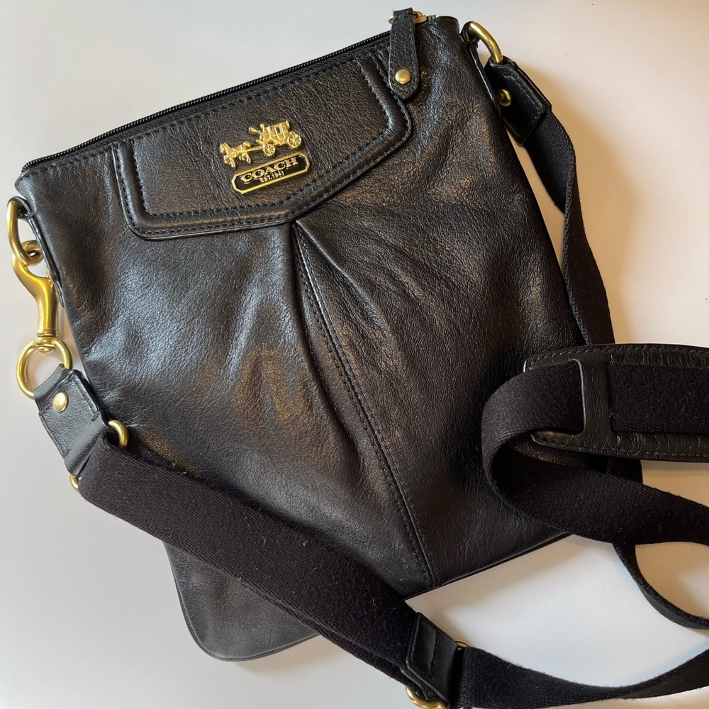 Coach black leather crossbody bag